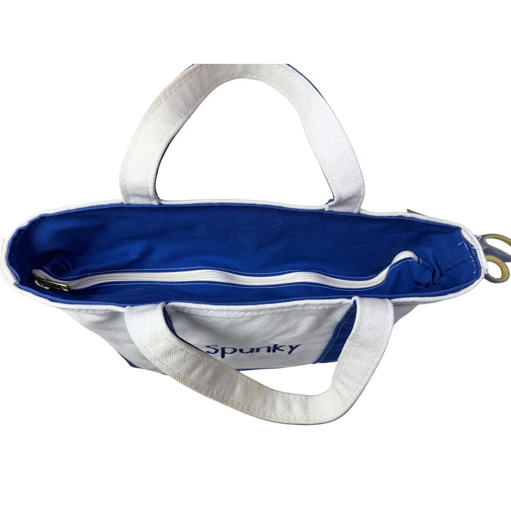 LLBean Boat and Tote Bag Blue White Canvas Zippered‎ Personalized Spunky
